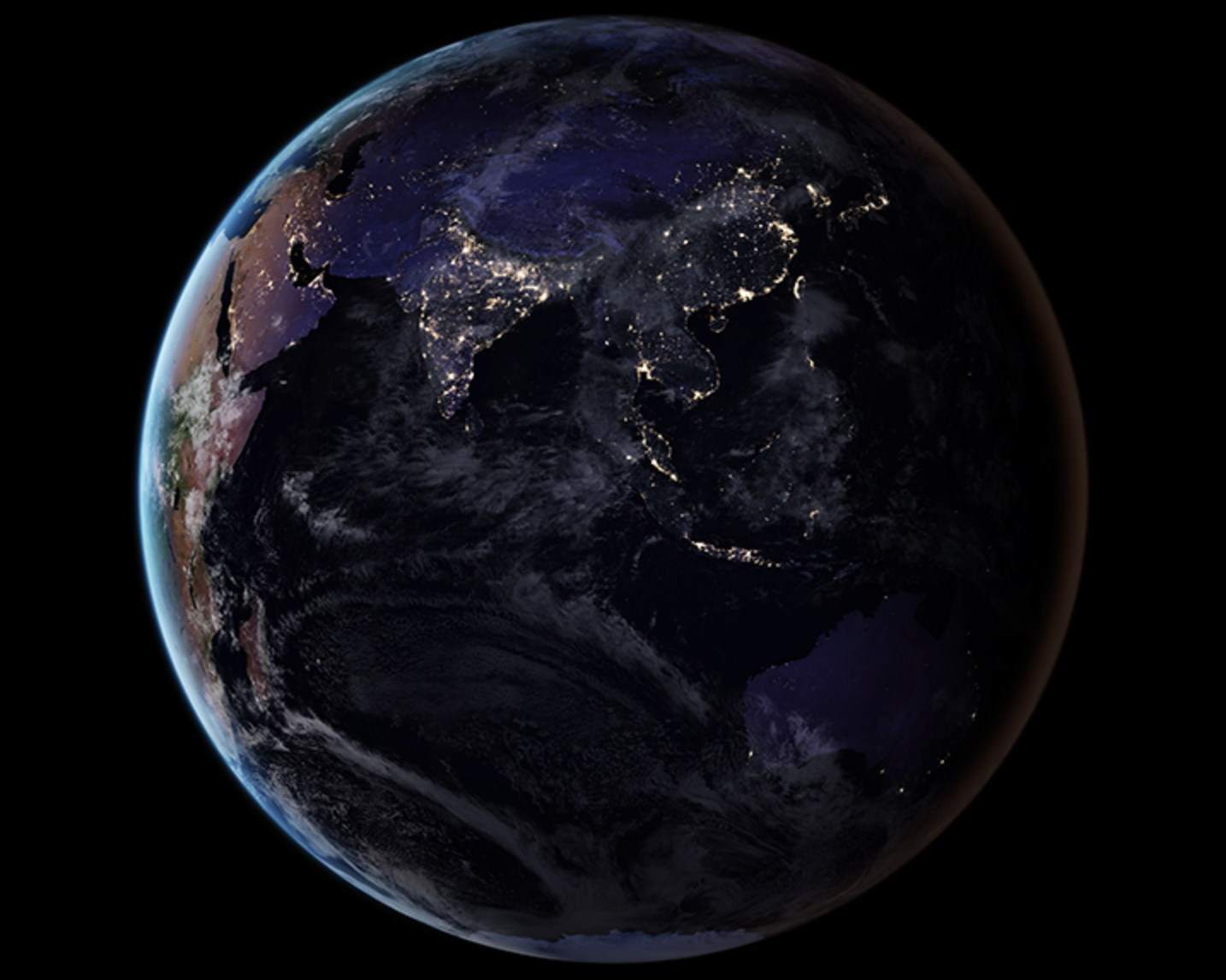 Global map of Earth at night